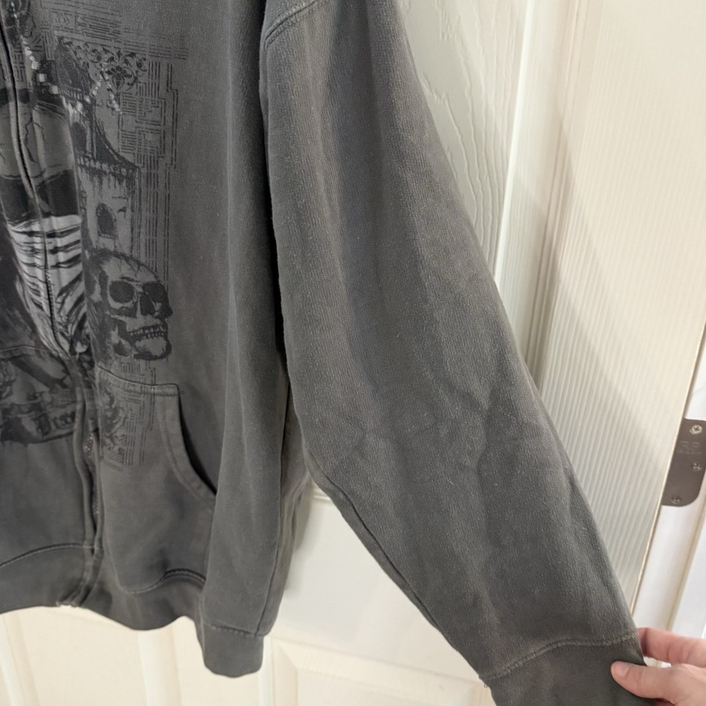 Mad‎ Engine Men's Zip Up Hoodie Skeleton Goth Grunge Skater XL - Picture 7 of 16